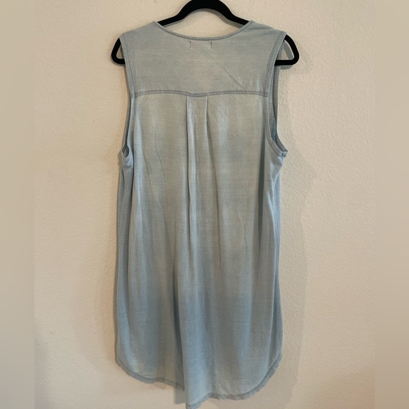 Cloth & Stone Anthropologie Women Shift Midi Medium Dress Blue Cotton Longline - Picture 4 of 12